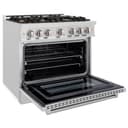 ZLINE 36 in. 5.2 cu. ft. Select Dual Fuel Range with Gas Cooktop and Electric Convection Oven in DuraSnow® Stainless Steel with 6 Brass Burners (HDRS-BR-36) view 4