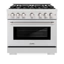 ZLINE 36 in. 5.2 cu. ft. Select Dual Fuel Range with Gas Cooktop and Electric Convection Oven in DuraSnow® Stainless Steel with 6 Brass Burners (HDRS-BR-36) view 5