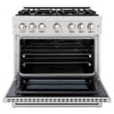 ZLINE 36 in. 5.2 cu. ft. Select Dual Fuel Range with Gas Cooktop and Electric Convection Oven in DuraSnow® Stainless Steel with 6 Brass Burners (HDRS-BR-36) view 6