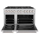 ZLINE 48 in. 6.7 cu. ft. Select Double Oven Dual Fuel Range in DuraSnow® Stainless Steel with 8 Brass Burners (HDRS-BR-48) view 5