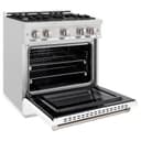 ZLINE 30 in. 4.2 cu. ft. Select Dual Fuel Range with 4 Burner Gas Cooktop and Electric Convection Oven in DuraSnow® Stainless Steel with White Matte Door (HDRS-WM-30) view 4