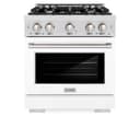 ZLINE 30 in. 4.2 cu. ft. Select Dual Fuel Range with 4 Burner Gas Cooktop and Electric Convection Oven in DuraSnow® Stainless Steel with White Matte Door (HDRS-WM-30) view 5