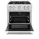 ZLINE 30 in. 4.2 cu. ft. Select Dual Fuel Range with 4 Burner Gas Cooktop and Electric Convection Oven in DuraSnow® Stainless Steel with White Matte Door (HDRS-WM-30) view 6