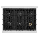 ZLINE 36 in. 5.2 cu. ft. Select Dual Fuel Range with 6 Burner Gas Cooktop and Electric Convection Oven in DuraSnow® Stainless Steel with White Matte Door (HDRS-WM-36) view 5