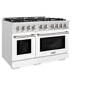 ZLINE 48 in. 6.7 cu. ft. Select Double Oven Dual Fuel Range with 8 Burner Gas Cooktop in DuraSnow® Stainless Steel with White Matte Doors (HDRS-WM-48) view 5