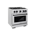 ZLINE Autograph Edition 30 in. 4.2 cu. ft. Select Dual Fuel Range with 4 Burner Gas Cooktop and Electric Convection Oven in DuraSnow® Stainless Steel with Matte Black Accents (HDRSZ-30-MB) view 1