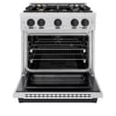 ZLINE Autograph Edition 30 in. 4.2 cu. ft. Select Dual Fuel Range with 4 Burner Gas Cooktop and Electric Convection Oven in DuraSnow® Stainless Steel with Matte Black Accents (HDRSZ-30-MB) view 4