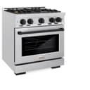 ZLINE Autograph Edition 30 in. 4.2 cu. ft. Select Dual Fuel Range with 4 Burner Gas Cooktop and Electric Convection Oven in DuraSnow® Stainless Steel with Matte Black Accents (HDRSZ-30-MB) view 5