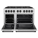 ZLINE Autograph Edition 48 in. 6.7 cu. ft. Select Double Oven Dual Fuel Range with 8 Burner Gas Cooktop in DuraSnow® Stainless Steel and Matte Black Accents (HDRSZ-48-MB) view 4
