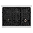 ZLINE Autograph Edition 36 in. 5.2 cu. ft. Select Dual Fuel Range with 6 Burner Gas Cooktop and Electric Convection Oven in DuraSnow® Stainless Steel with Black Matte Door and Champagne Bronze Accents (HDRSZ-BLM-36-CB) view 9