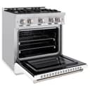 ZLINE 30 in. 4.2 cu. ft. Select Dual Fuel Range with 4 Burner Gas Cooktop and Electric Convection Oven in Stainless Steel with White Matte Door (HDR-WM-30) view 4