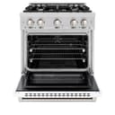 ZLINE 30 in. 4.2 cu. ft. Select Dual Fuel Range with 4 Burner Gas Cooktop and Electric Convection Oven in Stainless Steel with White Matte Door (HDR-WM-30) view 6