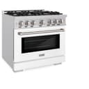 ZLINE 36 in. 5.2 cu. ft. Select Dual Fuel Range with 6 Burner Gas Cooktop and Electric Convection Oven in Stainless Steel with White Matte Door (HDR-WM-36) view 3