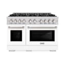 ZLINE 48 in. 6.7 cu. ft. Select Double Oven Dual Fuel Range with 8 Burner Gas Cooktop in Stainless Steel with White Matte Doors (HDR-WM-48) view 2
