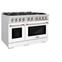 ZLINE 48 in. 6.7 cu. ft. Select Double Oven Dual Fuel Range with 8 Burner Gas Cooktop in Stainless Steel with White Matte Doors (HDR-WM-48) view 4