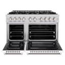 ZLINE 48 in. 6.7 cu. ft. Select Double Oven Dual Fuel Range with 8 Burner Gas Cooktop in Stainless Steel with White Matte Doors (HDR-WM-48) view 5