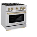 ZLINE Autograph Edition 30 in. 4.2 cu. ft. Select Dual Fuel Range with 4 Burner Gas Cooktop and Electric Convection Oven in Stainless Steel with Champagne Bronze Accents (HDRZ-30-CB) view 3