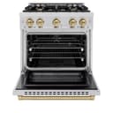 ZLINE Autograph Edition 30 in. 4.2 cu. ft. Select Dual Fuel Range with 4 Burner Gas Cooktop and Electric Convection Oven in Stainless Steel with Champagne Bronze Accents (HDRZ-30-CB) view 4