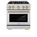 ZLINE Autograph Edition 30 in. 4.2 cu. ft. Select Dual Fuel Range with 4 Burner Gas Cooktop and Electric Convection Oven in Stainless Steel with Champagne Bronze Accents (HDRZ-30-CB) view 5
