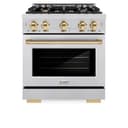 ZLINE Autograph Edition 30 in. 4.2 cu. ft. Select Dual Fuel Range with 4 Burner Gas Cooktop and Electric Convection Oven in Stainless Steel with Polished Gold Accents (HDRZ-30-G) view 4