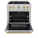 ZLINE Autograph Edition 30 in. 4.2 cu. ft. Select Dual Fuel Range with 4 Burner Gas Cooktop and Electric Convection Oven in Stainless Steel with Polished Gold Accents (HDRZ-30-G) view 5