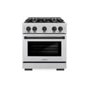 ZLINE Autograph Edition 30 in. 4.2 cu. ft. Select Dual Fuel Range with 4 Burner Gas Cooktop and Electric Convection Oven in Stainless Steel with Matte Black Accents (HDRZ-30-MB) view 2