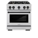 ZLINE Autograph Edition 30 in. 4.2 cu. ft. Select Dual Fuel Range with 4 Burner Gas Cooktop and Electric Convection Oven in Stainless Steel with Matte Black Accents (HDRZ-30-MB) view 3