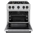 ZLINE Autograph Edition 30 in. 4.2 cu. ft. Select Dual Fuel Range with 4 Burner Gas Cooktop and Electric Convection Oven in Stainless Steel with Matte Black Accents (HDRZ-30-MB) view 4