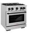 ZLINE Autograph Edition 30 in. 4.2 cu. ft. Select Dual Fuel Range with 4 Burner Gas Cooktop and Electric Convection Oven in Stainless Steel with Matte Black Accents (HDRZ-30-MB) view 5