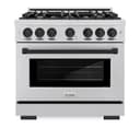 ZLINE Autograph Edition 36 in. 5.2 cu. ft. Select Dual Fuel Range with 6 Burner Gas Cooktop and Electric Convection Oven in Stainless Steel with Matte Black Accents (HDRZ-36-MB) view 3