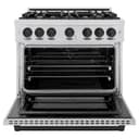ZLINE Autograph Edition 36 in. 5.2 cu. ft. Select Dual Fuel Range with 6 Burner Gas Cooktop and Electric Convection Oven in Stainless Steel with Matte Black Accents (HDRZ-36-MB) view 4