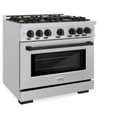 ZLINE Autograph Edition 36 in. 5.2 cu. ft. Select Dual Fuel Range with 6 Burner Gas Cooktop and Electric Convection Oven in Stainless Steel with Matte Black Accents (HDRZ-36-MB) view 5