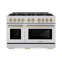ZLINE Autograph Edition 48 in. 6.7 cu. ft. Select Double Oven Dual Fuel Range with 8 Burner Gas Cooktop in Stainless Steel and Champagne Bronze Accents (HDRZ-48-CB) view 2
