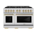 ZLINE Autograph Edition 48 in. 6.7 cu. ft. Select Double Oven Dual Fuel Range with 8 Burner Gas Cooktop in Stainless Steel and Champagne Bronze Accents (HDRZ-48-CB) view 4