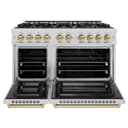 ZLINE Autograph Edition 48 in. 6.7 cu. ft. Select Double Oven Dual Fuel Range with 8 Burner Gas Cooktop in Stainless Steel and Champagne Bronze Accents (HDRZ-48-CB) view 5
