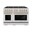 ZLINE Autograph Edition 48 in. 6.7 cu. ft. Select Double Oven Dual Fuel Range with 8 Burner Gas Cooktop in Stainless Steel and Polished Gold Accents (HDRZ-48-G) view 2