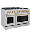 ZLINE Autograph Edition 48 in. 6.7 cu. ft. Select Double Oven Dual Fuel Range with 8 Burner Gas Cooktop in Stainless Steel and Polished Gold Accents (HDRZ-48-G) view 3