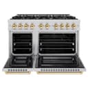 ZLINE Autograph Edition 48 in. 6.7 cu. ft. Select Double Oven Dual Fuel Range with 8 Burner Gas Cooktop in Stainless Steel and Polished Gold Accents (HDRZ-48-G) view 5