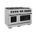 ZLINE Autograph Edition 48 in. 6.7 cu. ft. Select Double Oven Dual Fuel Range with 8 Burner Gas Cooktop in Stainless Steel and Matte Black Accents (HDRZ-48-MB) view 1