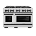 ZLINE Autograph Edition 48 in. 6.7 cu. ft. Select Double Oven Dual Fuel Range with 8 Burner Gas Cooktop in Stainless Steel and Matte Black Accents (HDRZ-48-MB) view 3