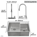 ACQUA 33 in. Drop-In/Undermount 40/60 Double Bowl Stainless Steel Sink with Waterfall Faucet view 11
