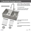 ACQUA 33 in. Drop-In/Undermount 40/60 Double Bowl Sink with Retractable Faucet & Waterfall view 12