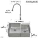 ACQUA 33 in. Drop-In/Undermount 40/60 Double Bowl Sink with Retractable Faucet & Waterfall view 13