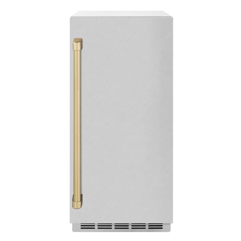 Autograph Edition 15 in. Touchstone Clear Cube Ice Maker with Drain Pump and Satin Stainless Steel Door with Champagne Bronze Handle