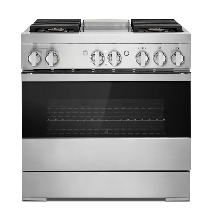 NOIR 36" Dual-Fuel Professional-Style Range with Chrome-Infused Griddle and Steam Assist