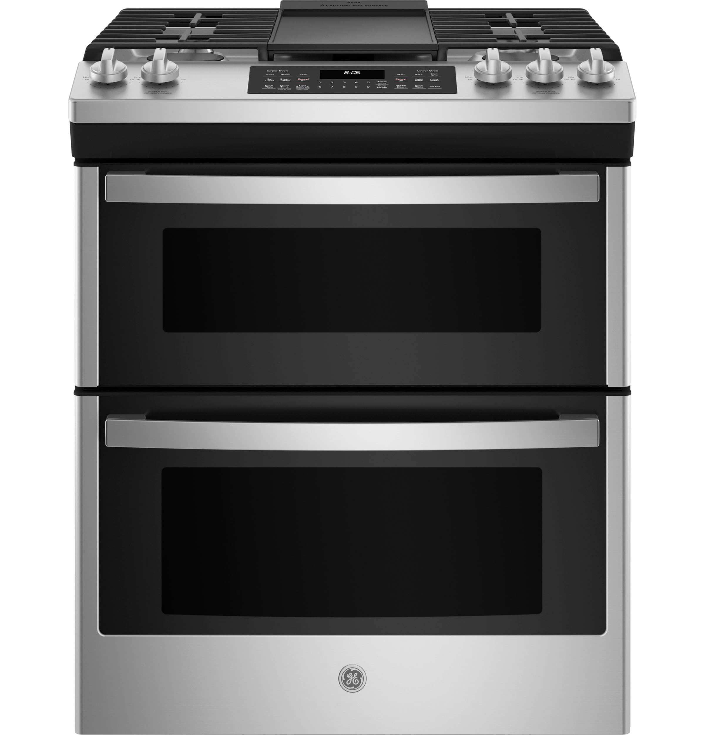 GE Appliances 30" Slide-In Front Control Gas Double Oven Range