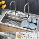 ACQUA 45 in. Drop-In/Undermount 3-Level Workstation Sink with Two Faucets & Glass Rinser view 1