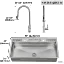 ACQUA 45 in. Drop-In/Undermount 3-Level Workstation Sink with Two Faucets & Glass Rinser view 18