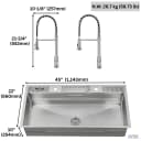 ACQUA 45 in. Drop-In/Undermount 3-Level Workstation Sink with Two Faucets & Glass Rinser view 18