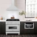 36in. Convertible Fingerprint Resistant DuraSnow Stainless Steel Range Hood with Stainless Steel Handle view 2